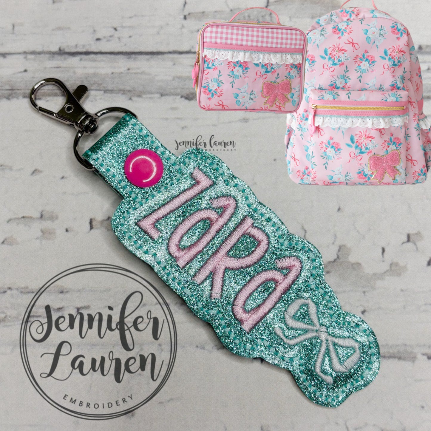 Outlined name tag M2M L&G Pretty in Pink floral