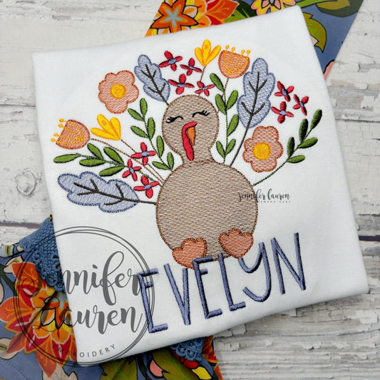 Floral sketch turkey shirt M2M MJ