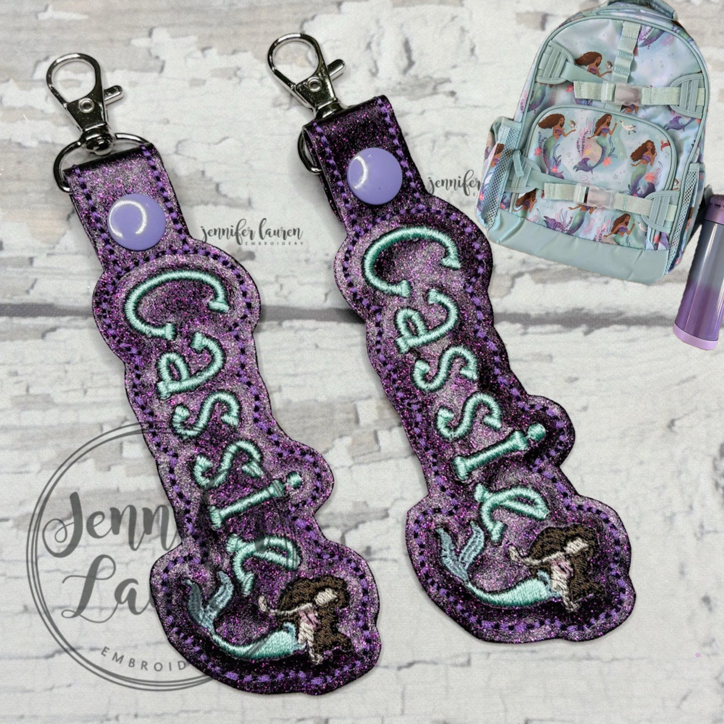 Outlined name tag + mini mermaid - custom