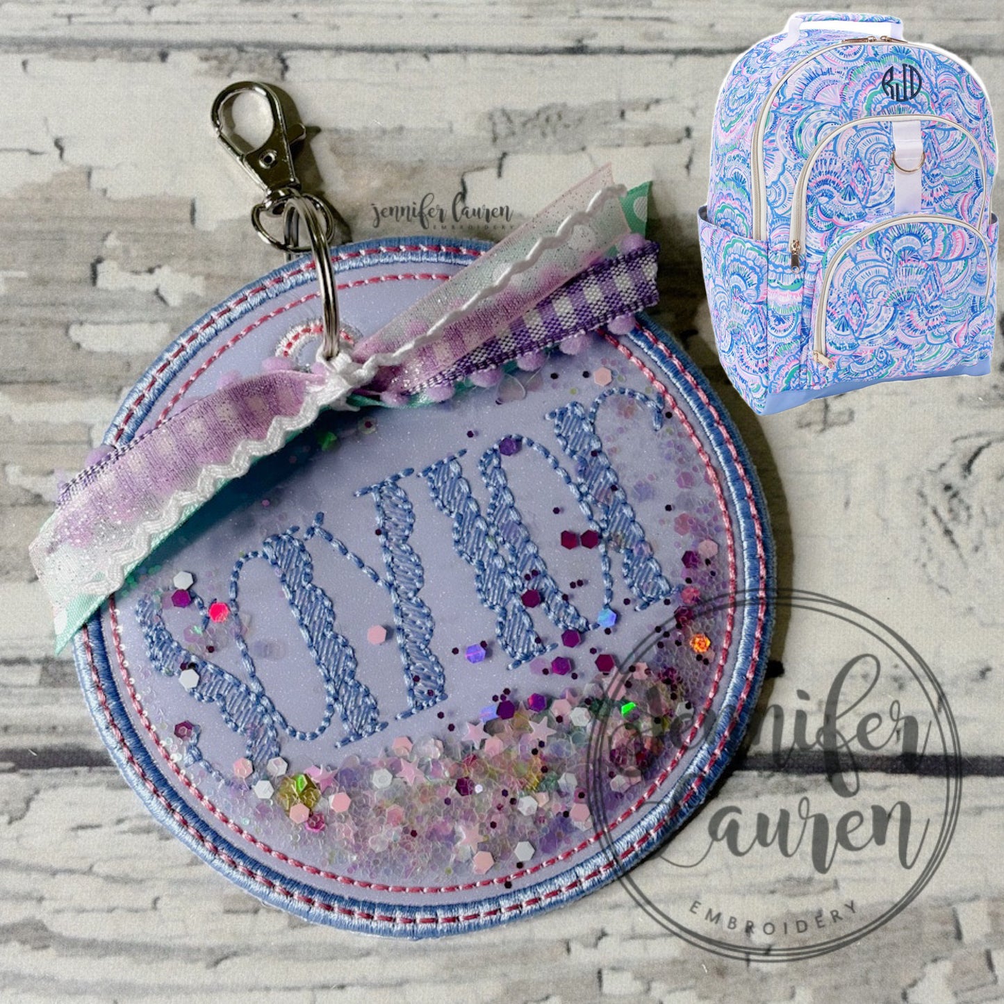 Glitter fabric name tag - custom