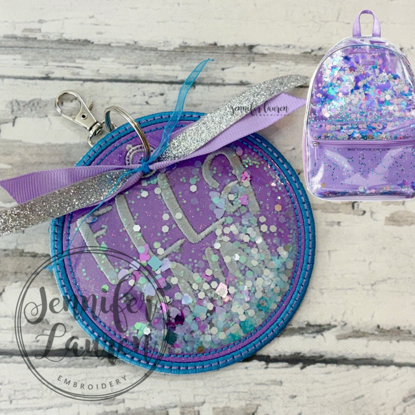 Glitter fabric name tag - custom