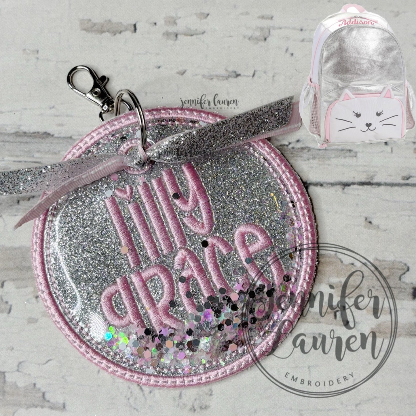 Glitter fabric name tag - custom