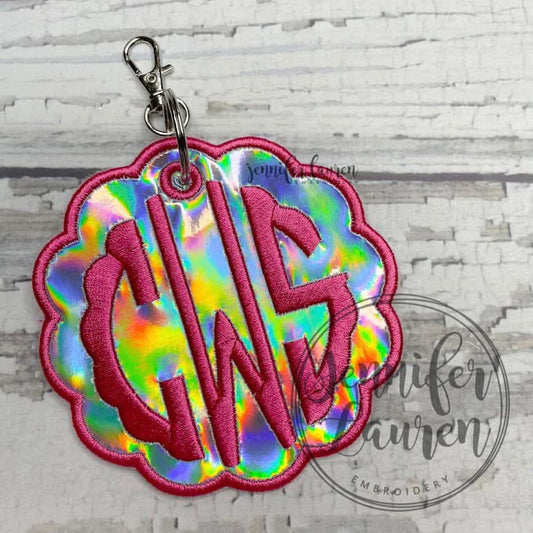 Monogram name tag - satin border - custom