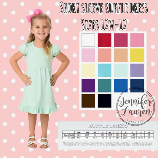 Monogrammed short sleeve ruffle dress