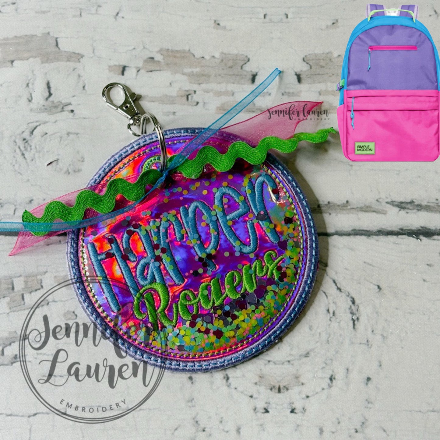 Glitter fabric name tag - custom
