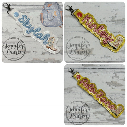 Outlined name tag + mini boot - custom
