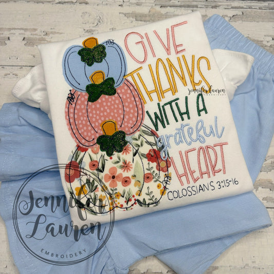 Pumpkin stack give thanks shirt and pants