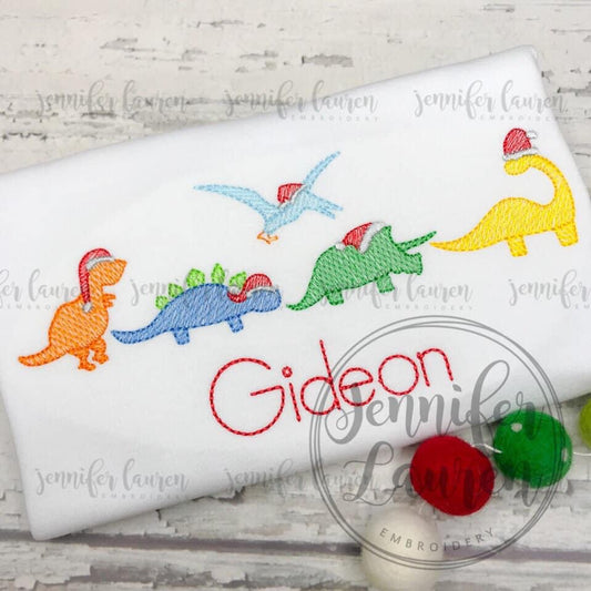 Christmas dinosaurs sketch shirt