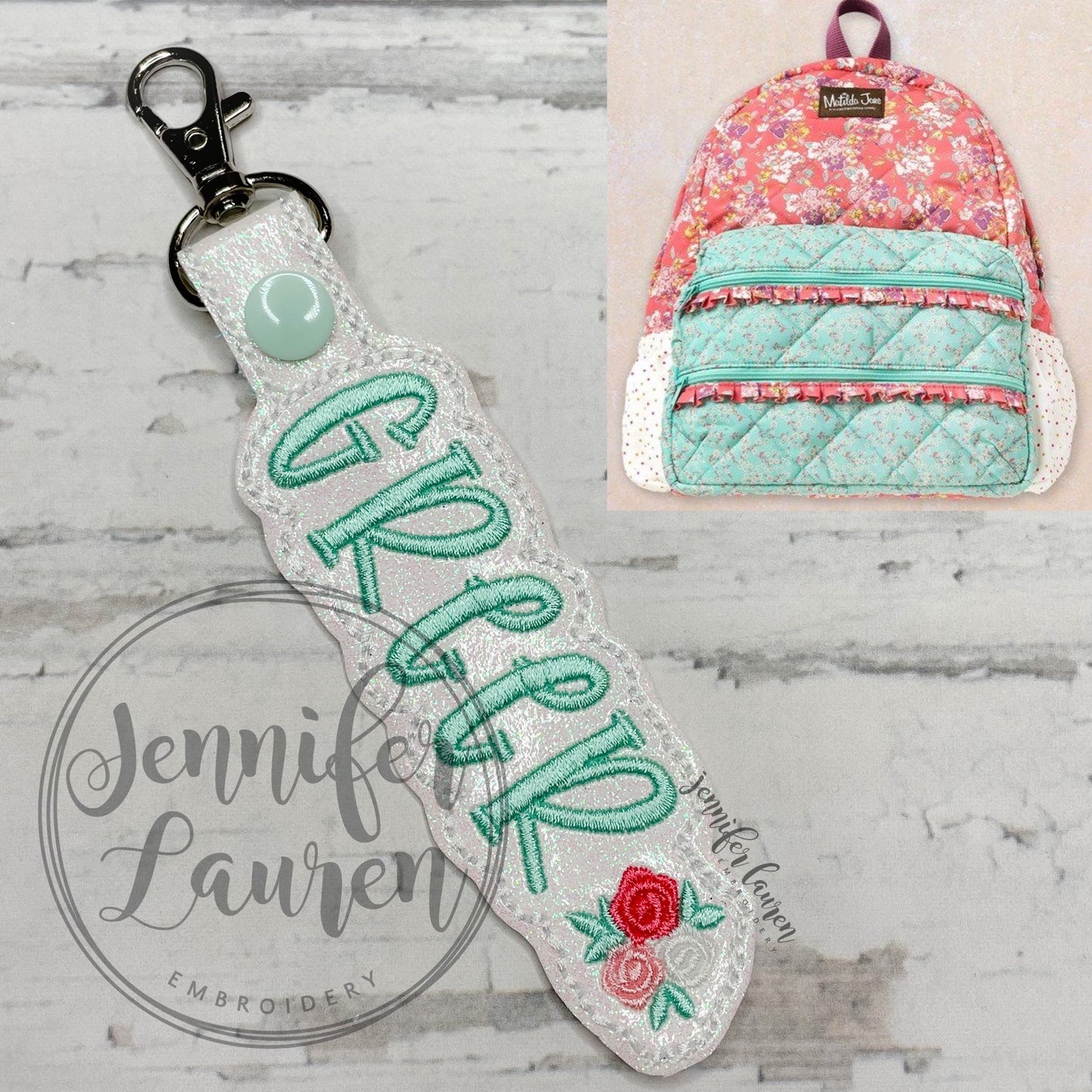 Outlined name tag M2M MJ Kayla/floral