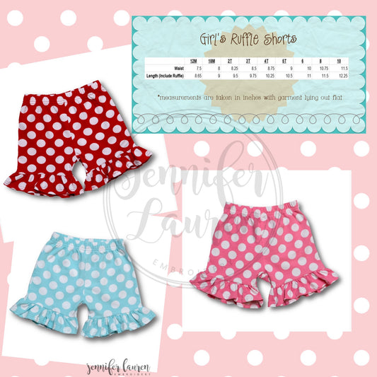 Girls polka dot knit ruffle shorties