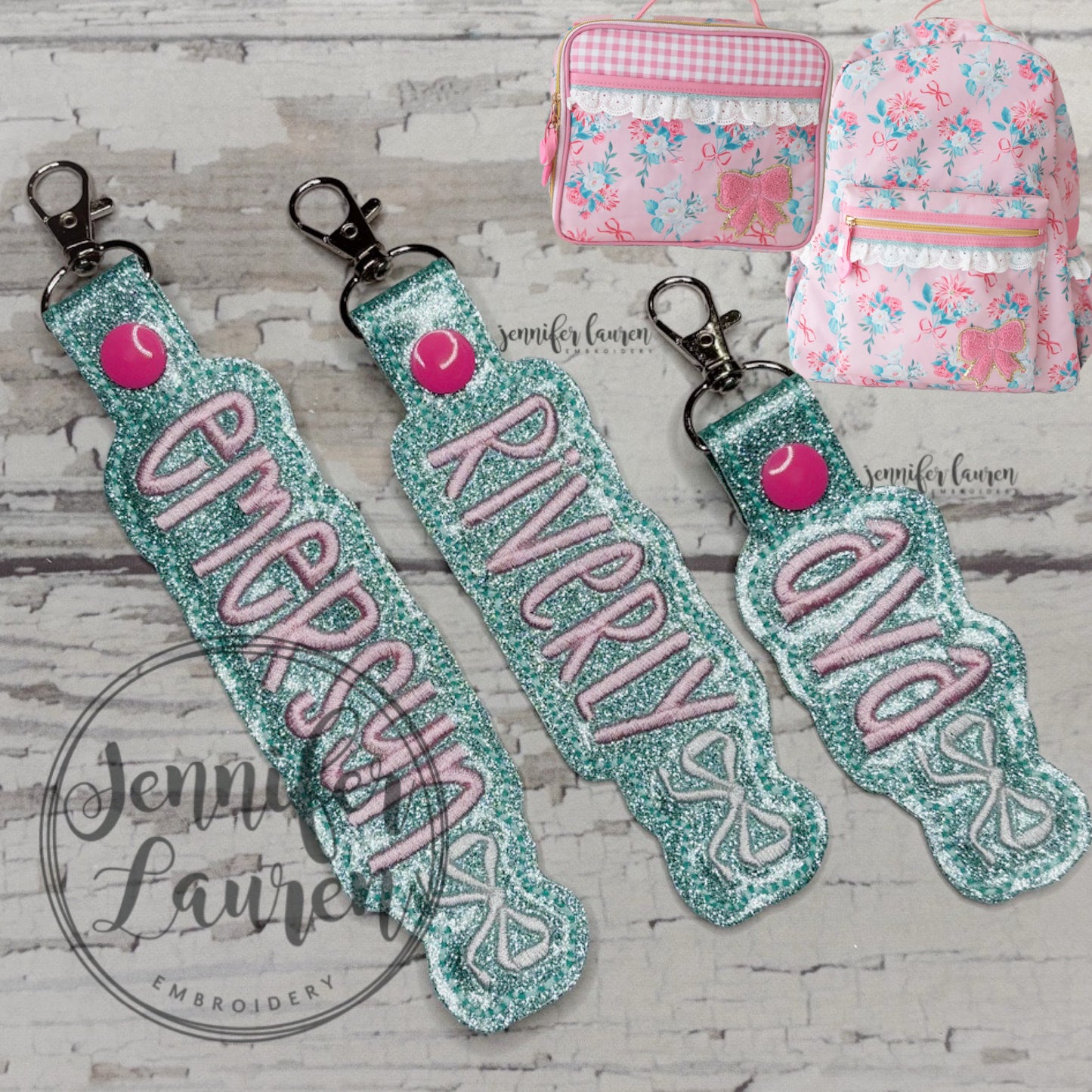 Outlined name tag M2M L&G Pretty in Pink floral
