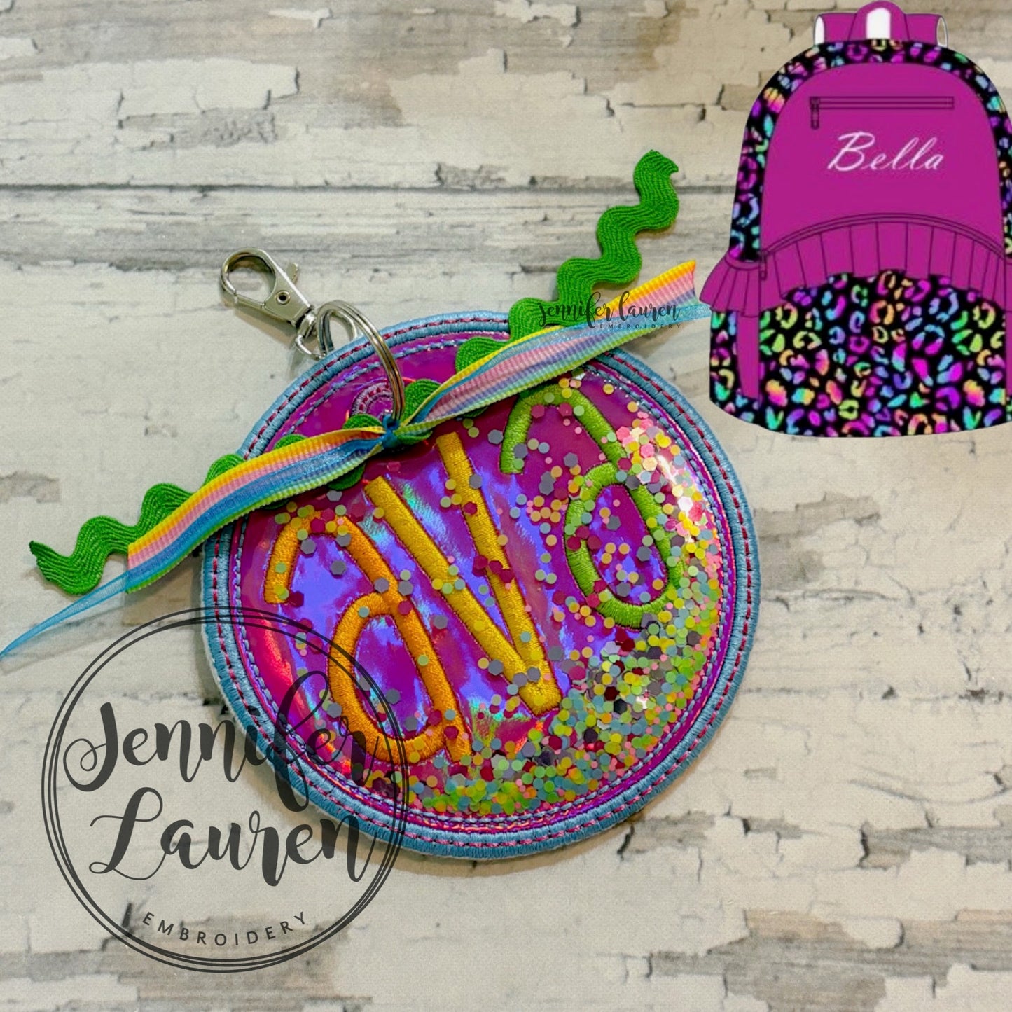 Glitter circle name tag - custom