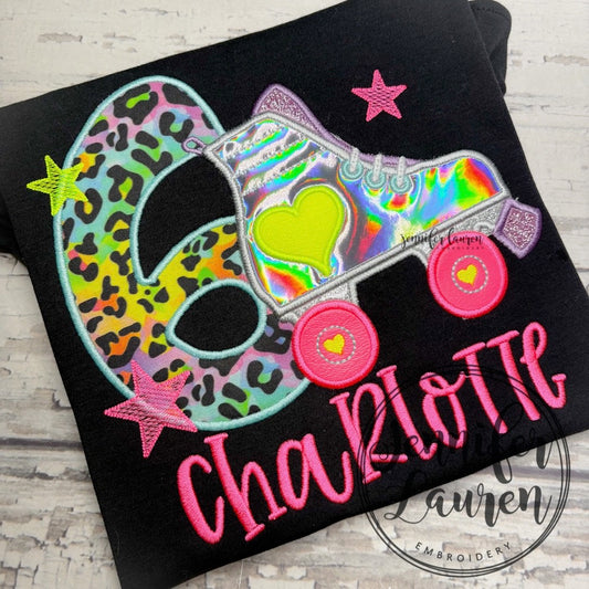 Skate Birthday leopard cheetah neon shirt