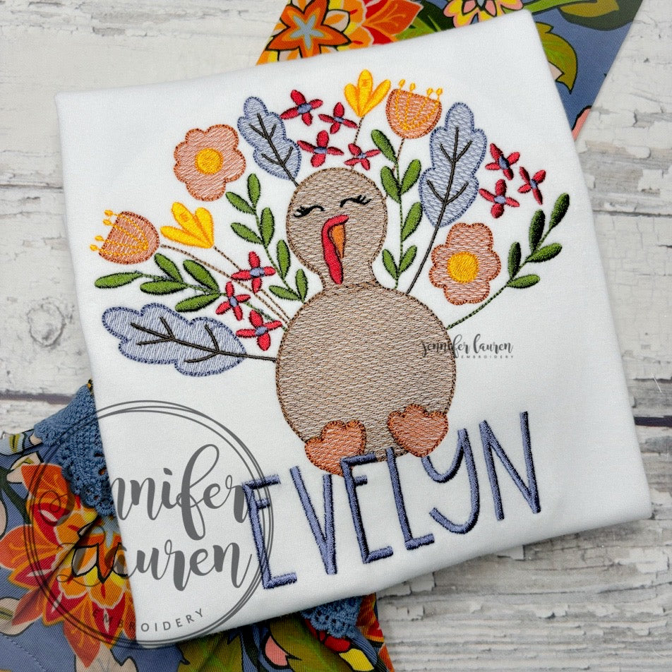 Floral sketch turkey shirt M2M MJ