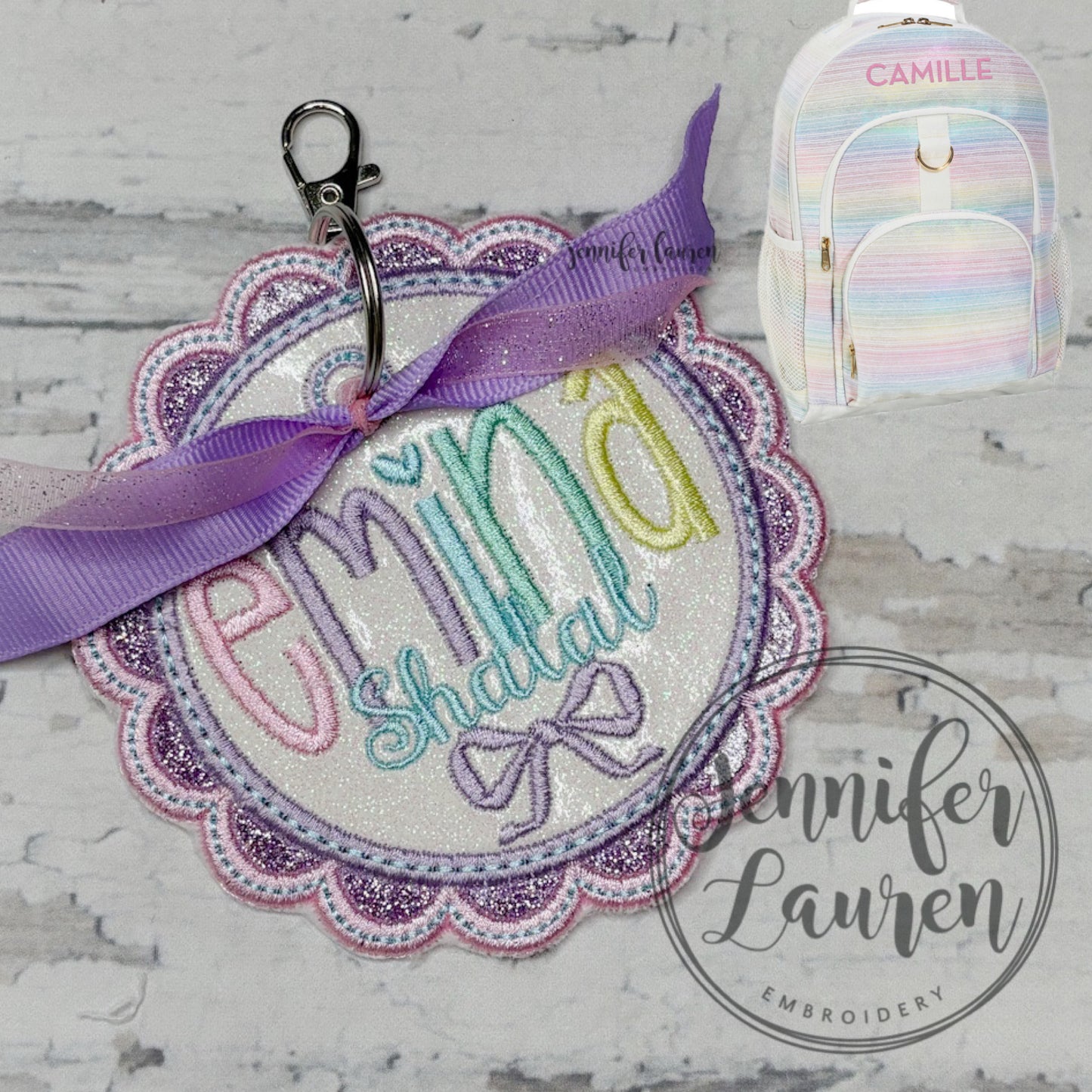 Fabric name tag - satin border - custom