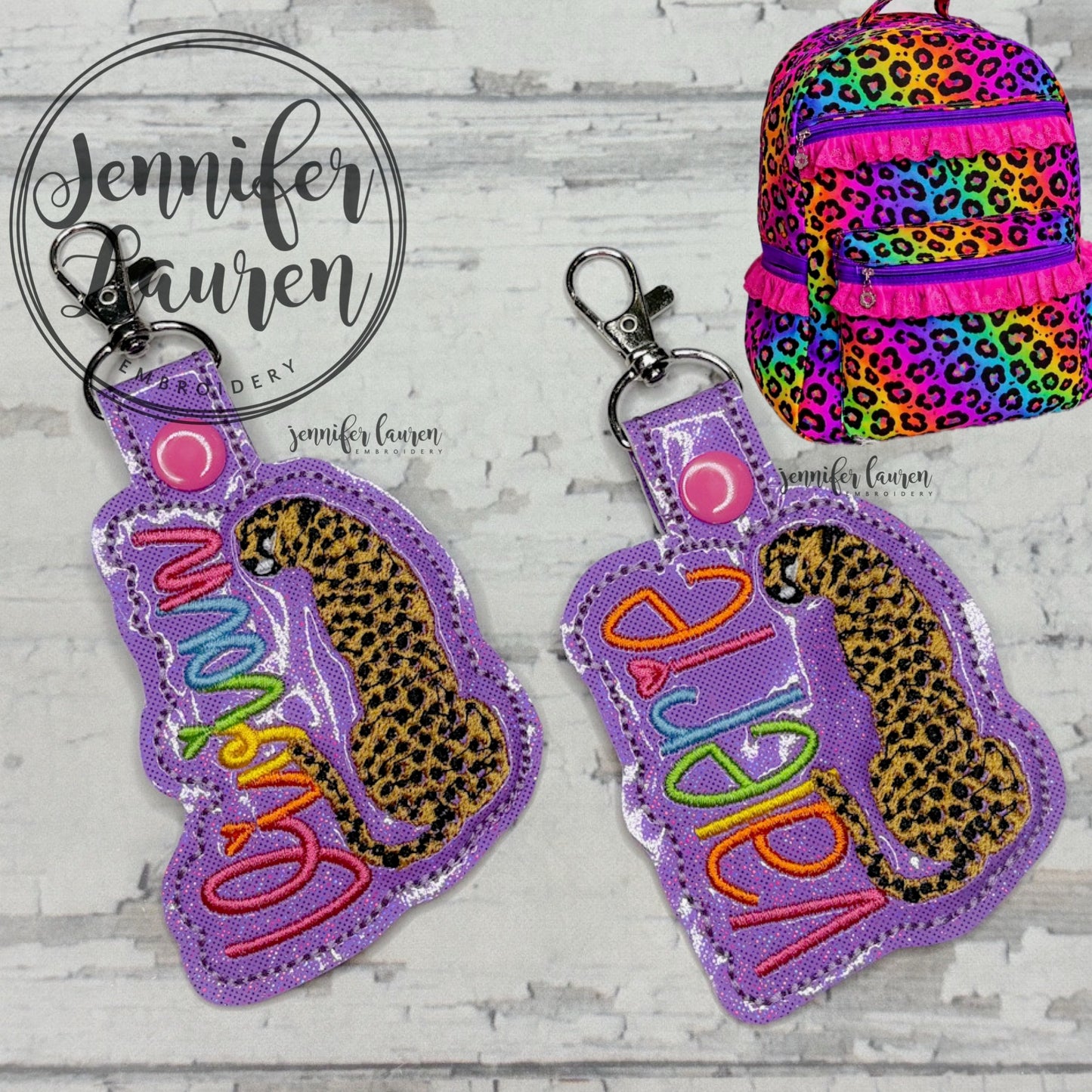 Cheetah leopard name tag - custom