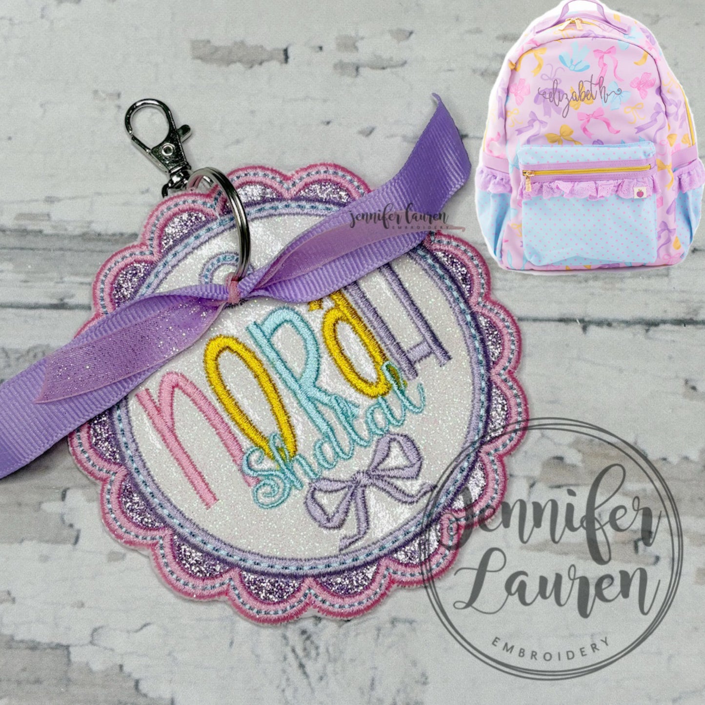 Fabric name tag - satin border - custom