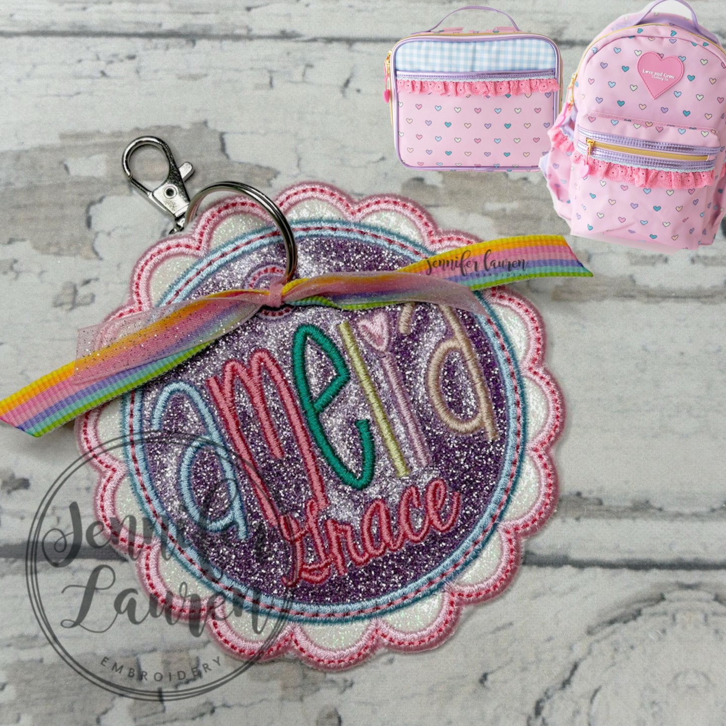 Fabric name tag - satin border - custom