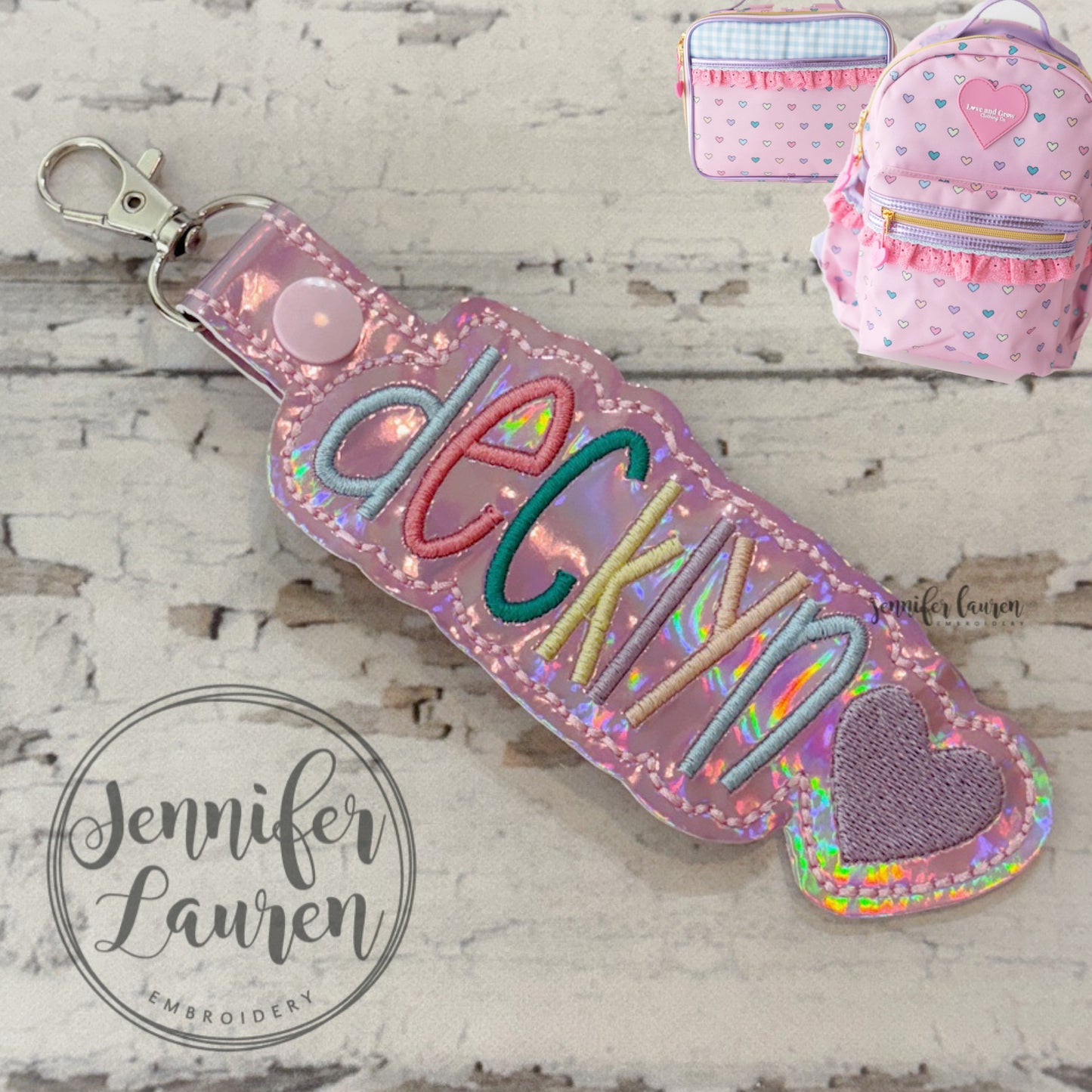 Outlined name tag M2M L&G Pink Candyland hearts
