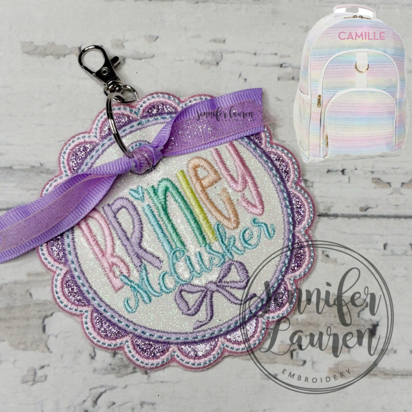 Fabric name tag - satin border - custom