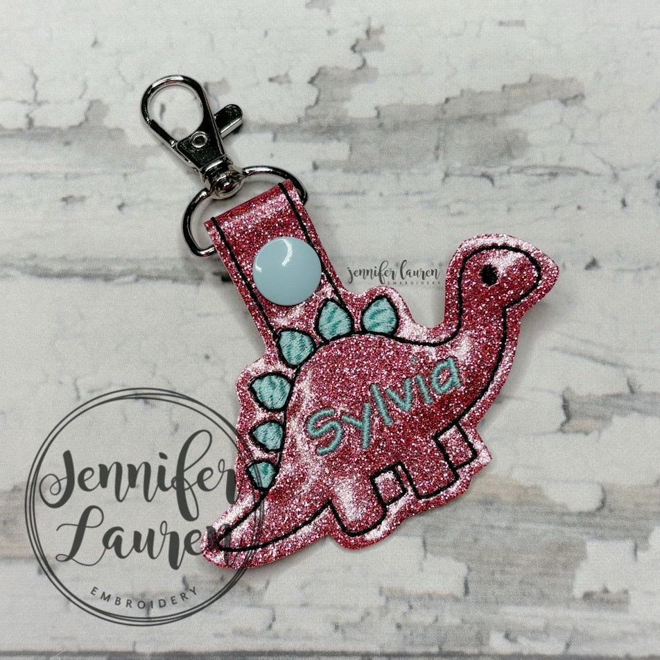 Dinosaur name tag - pink