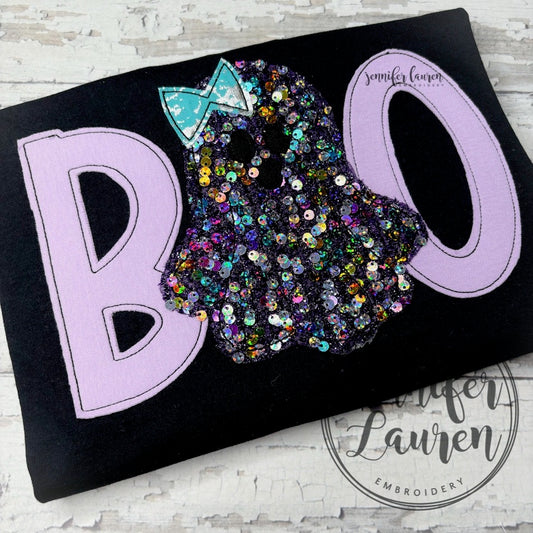 BOO ghost sequin shirt