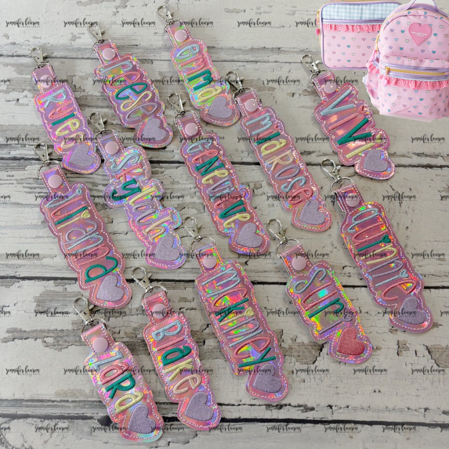 Outlined name tag M2M L&G Pink Candyland hearts