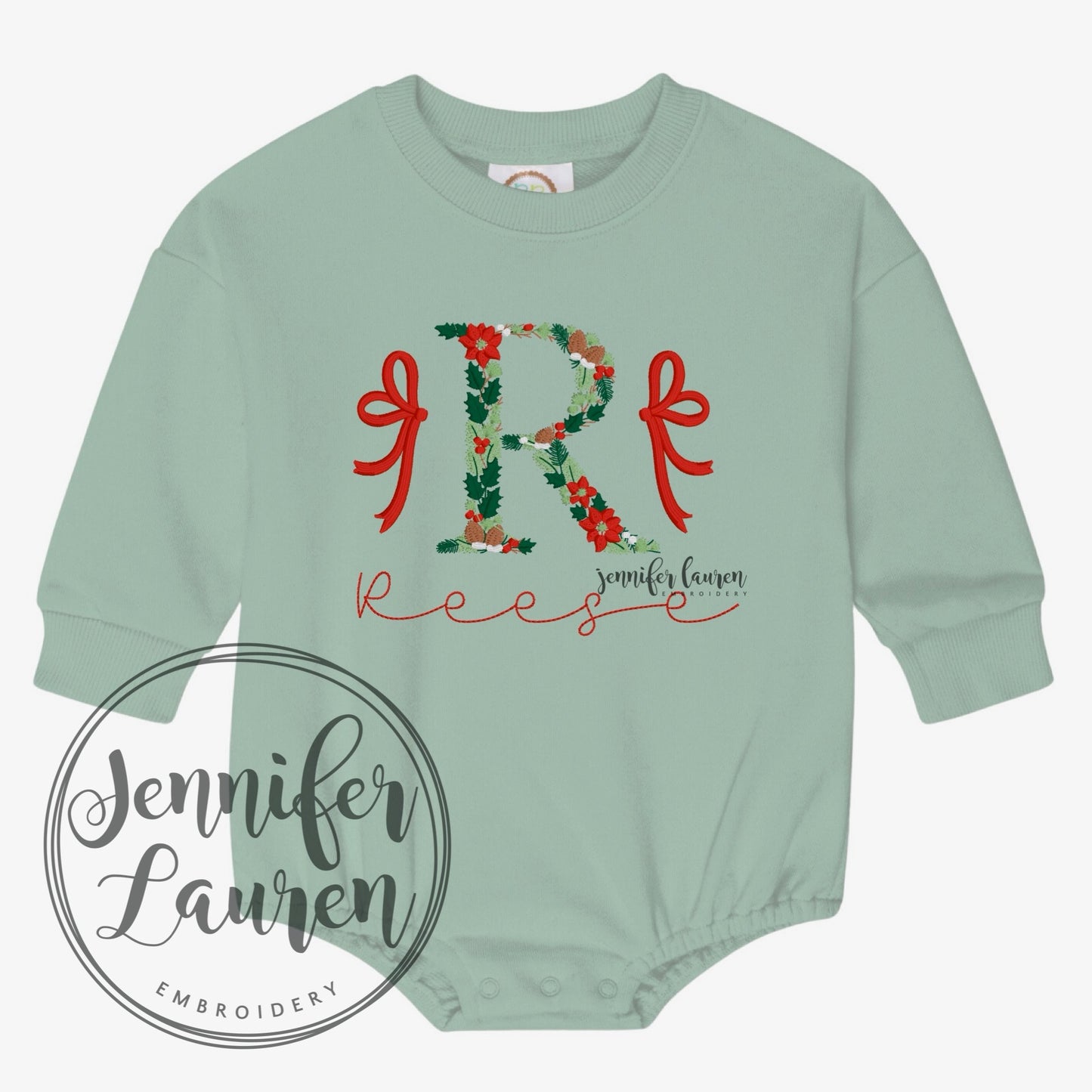Sweatshirt bubble w/ embroidered Christmas letter
