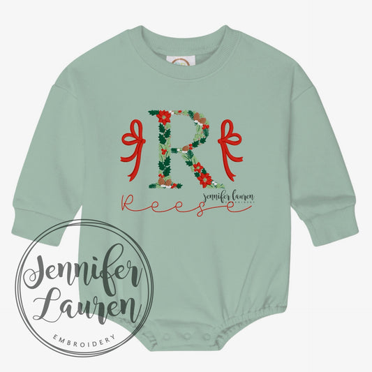 Sweatshirt bubble w/ embroidered Christmas letter