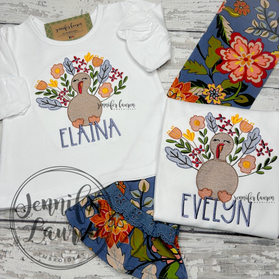 Floral sketch turkey shirt M2M MJ