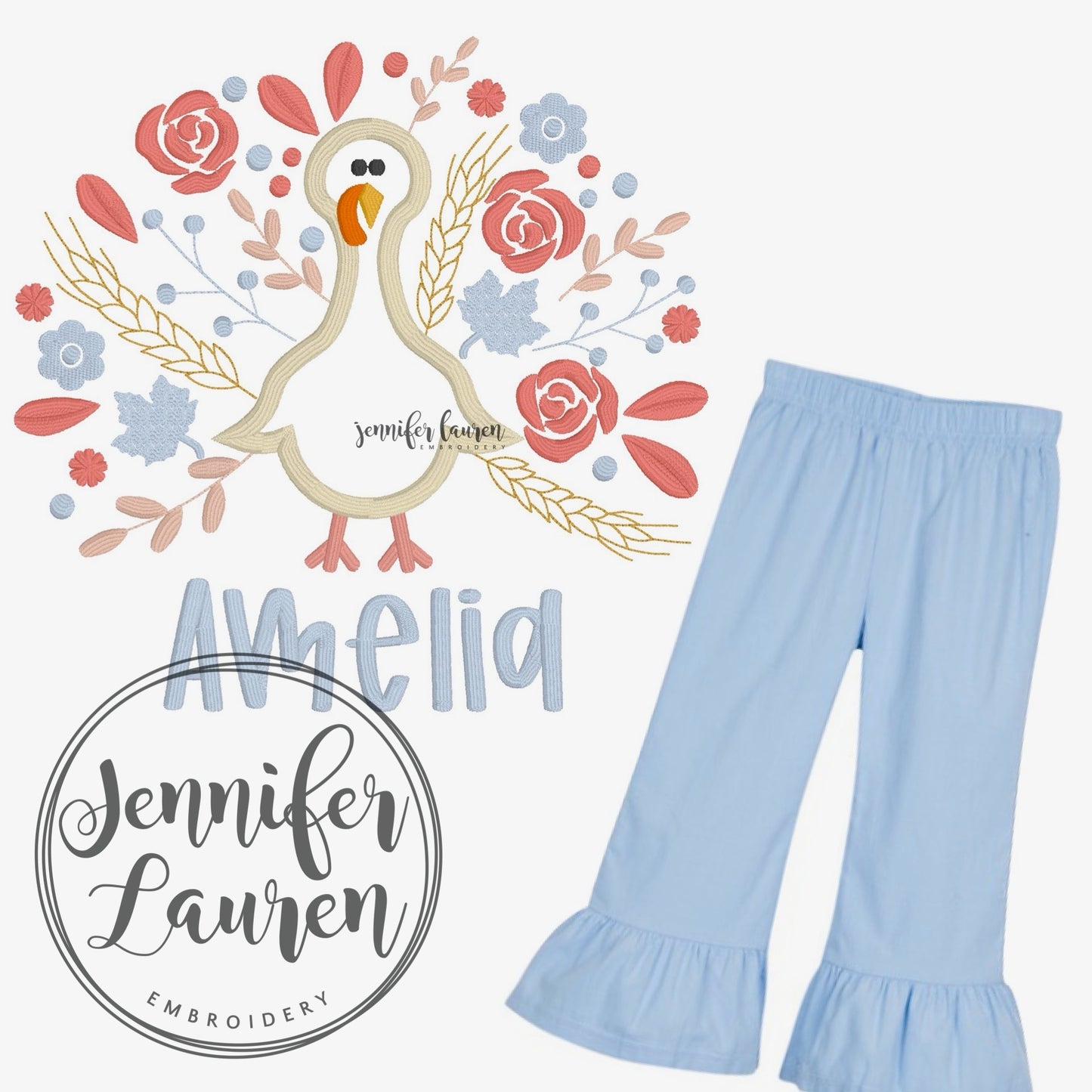 Floral turkey shirt and pants