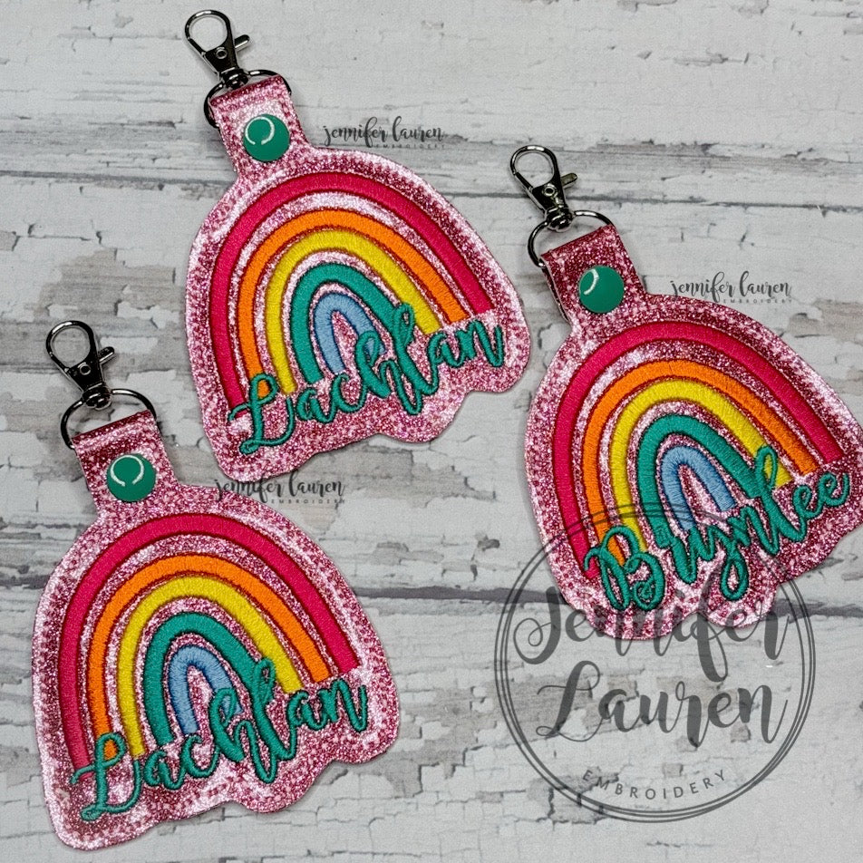 Rainbow name tag M2M Girl August bookbag