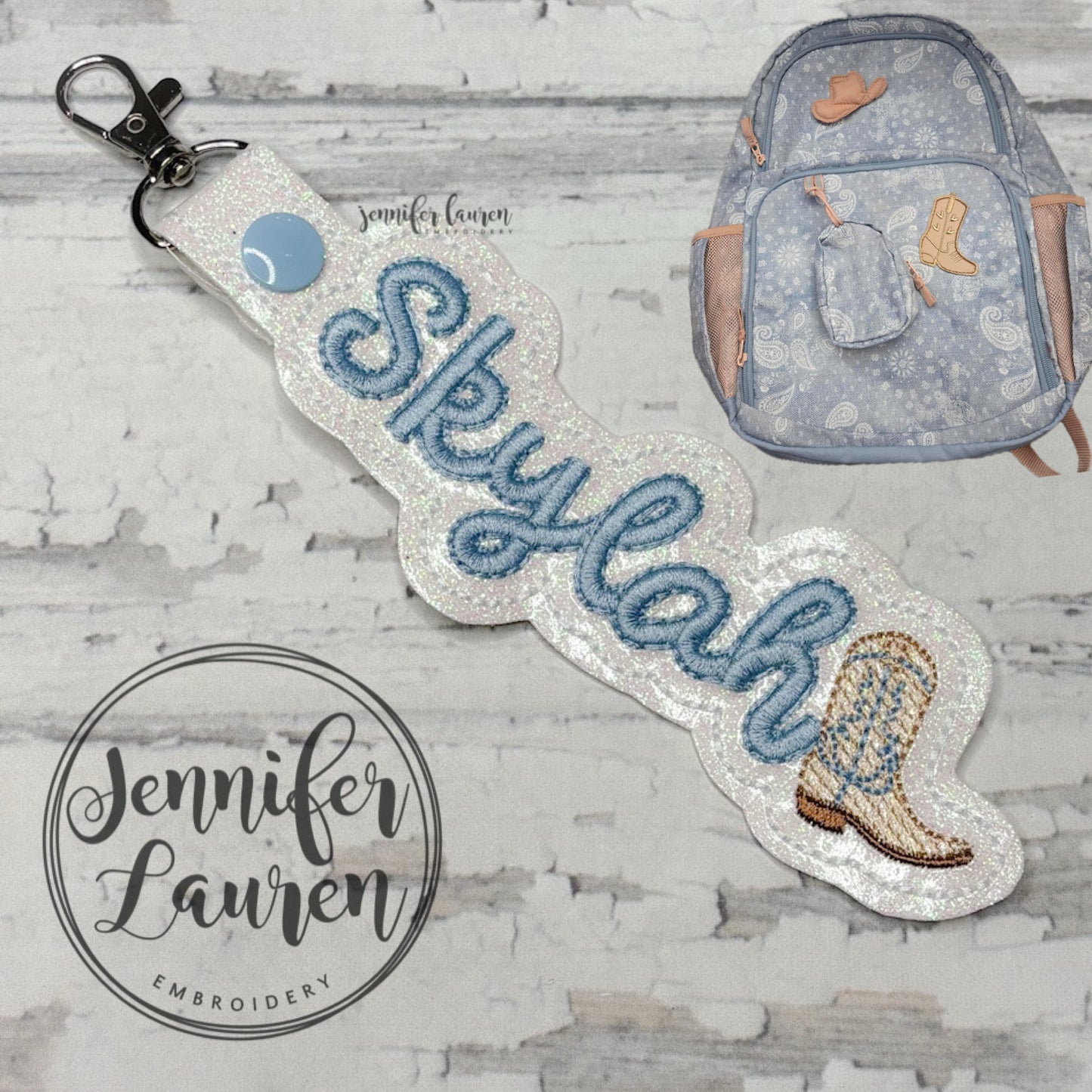 Outlined name tag + mini boot - custom