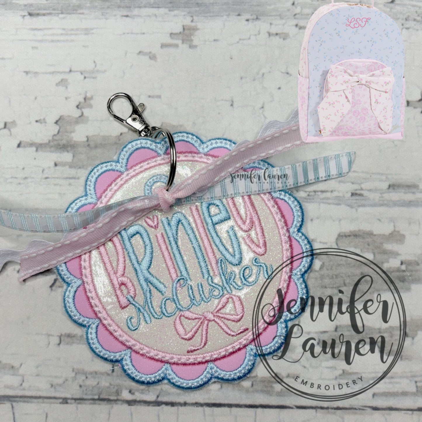 Fabric name tag +mini design - satin border - custom