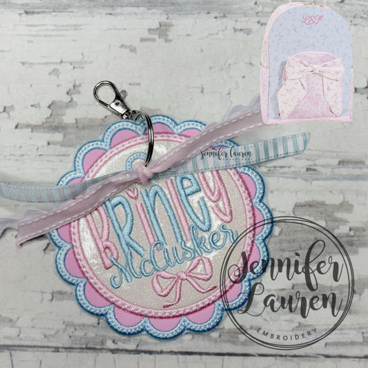 Fabric name tag +mini design - satin border - custom