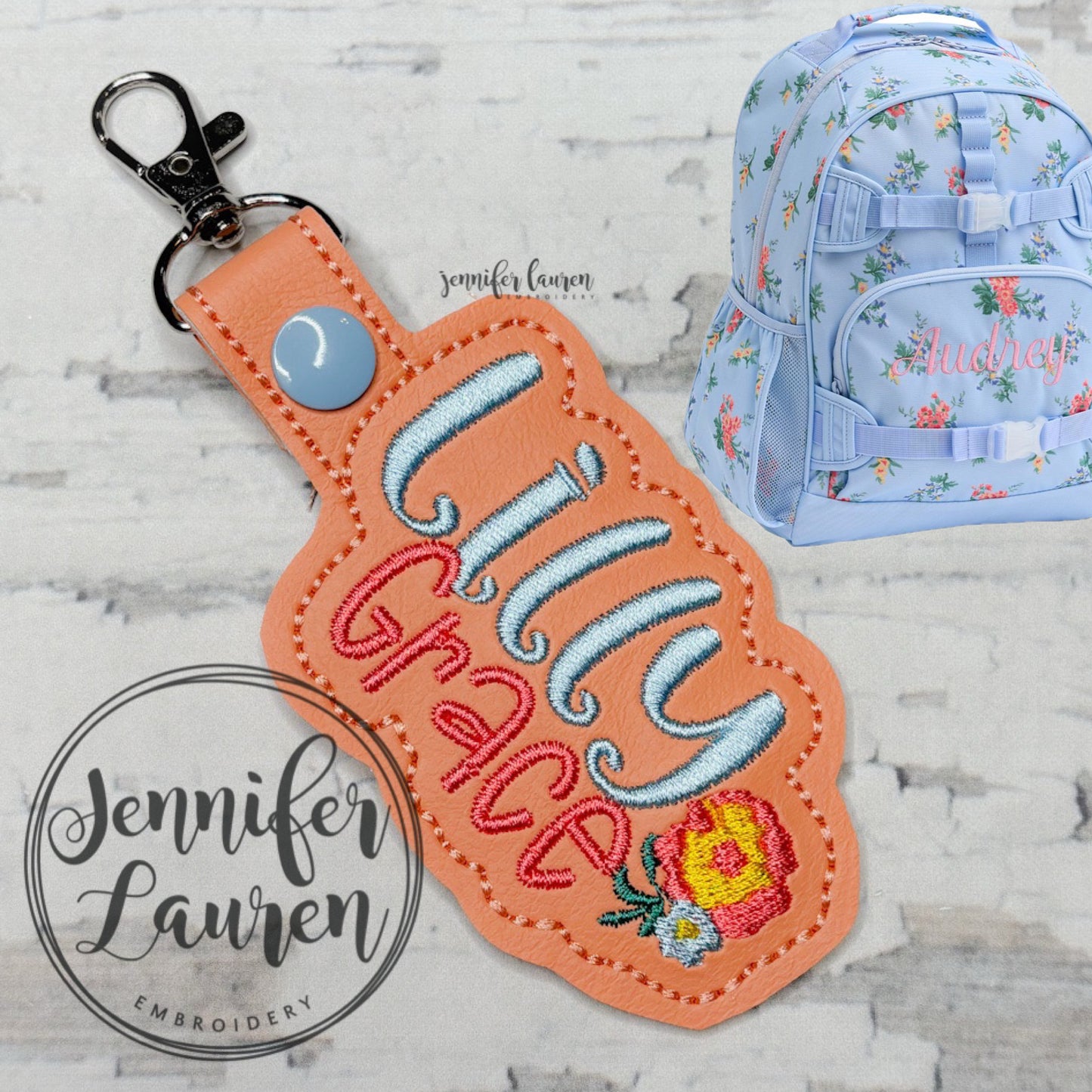 Outlined name tag - two names + mini design - custom