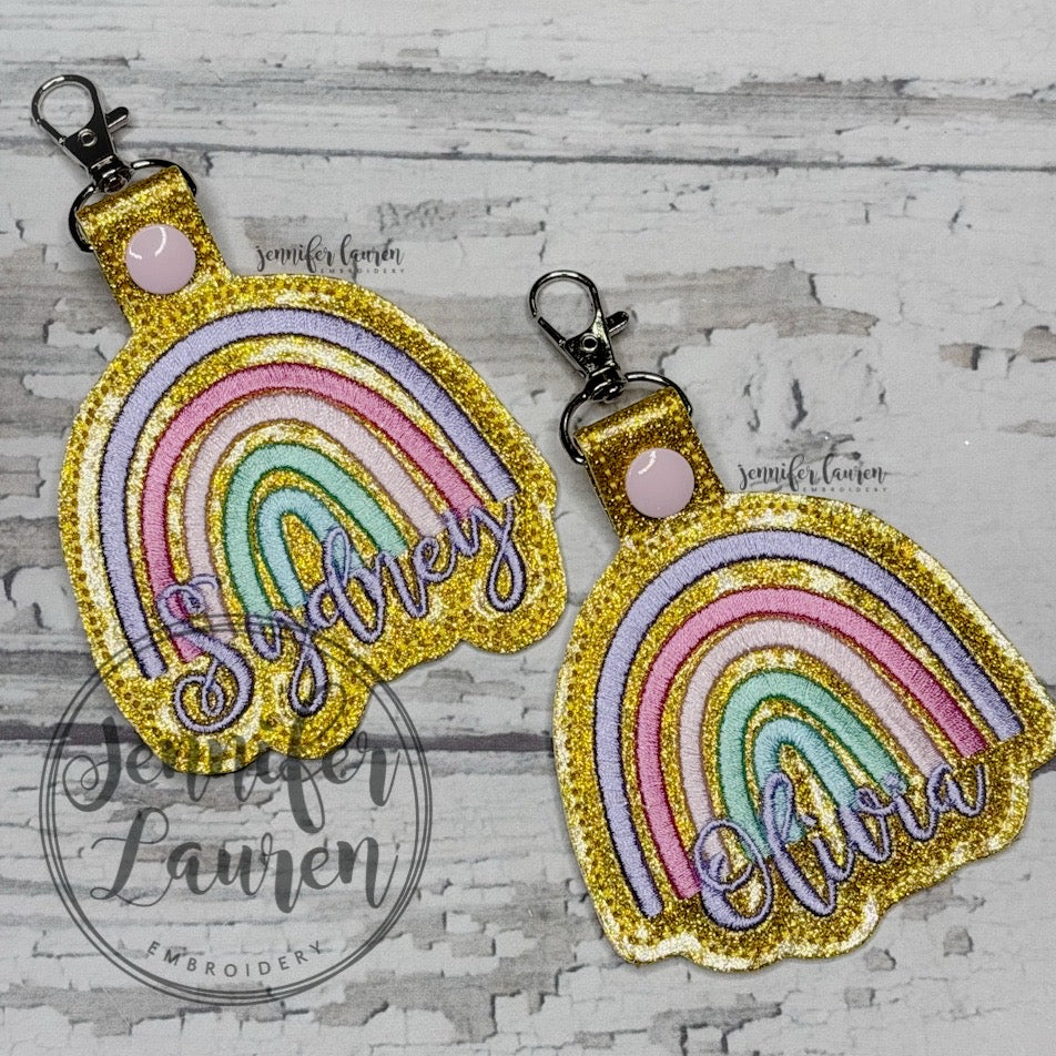 Rainbow name tag M2M L&G candyland heart bookbag