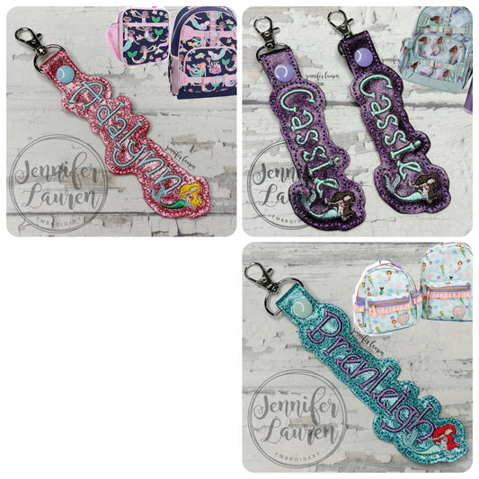 Outlined name tag + mini mermaid - custom