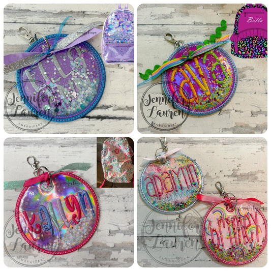 Glitter circle name tag - custom