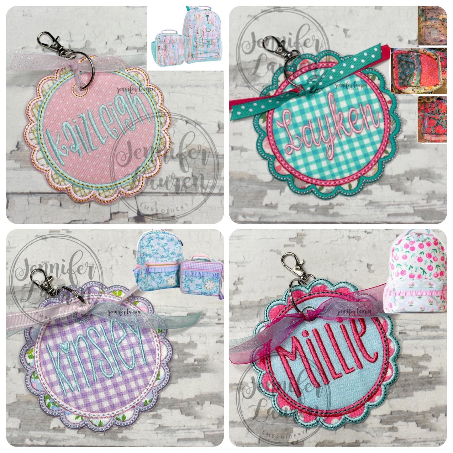 Fabric name tag - satin border - custom