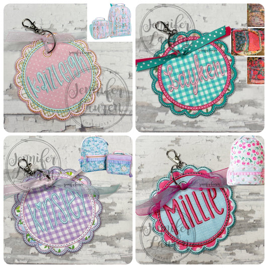 Fabric name tag - satin border - custom