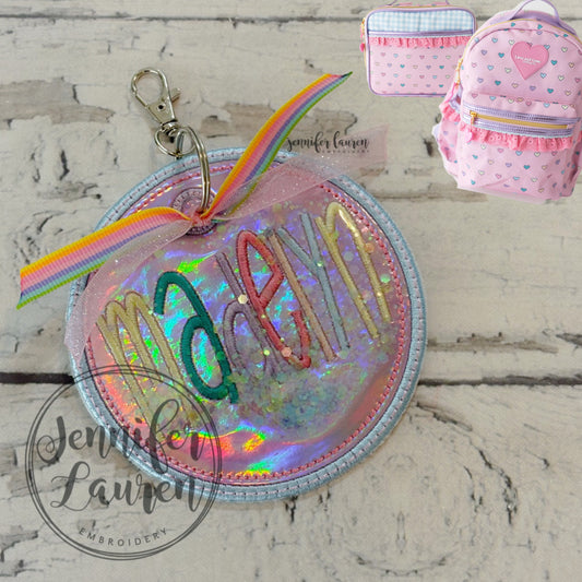 Glitter name tag M2M L&G Pink Candyland hearts