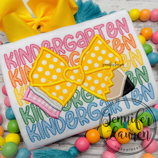 Pencil bow kindergarten grade preschool shirt