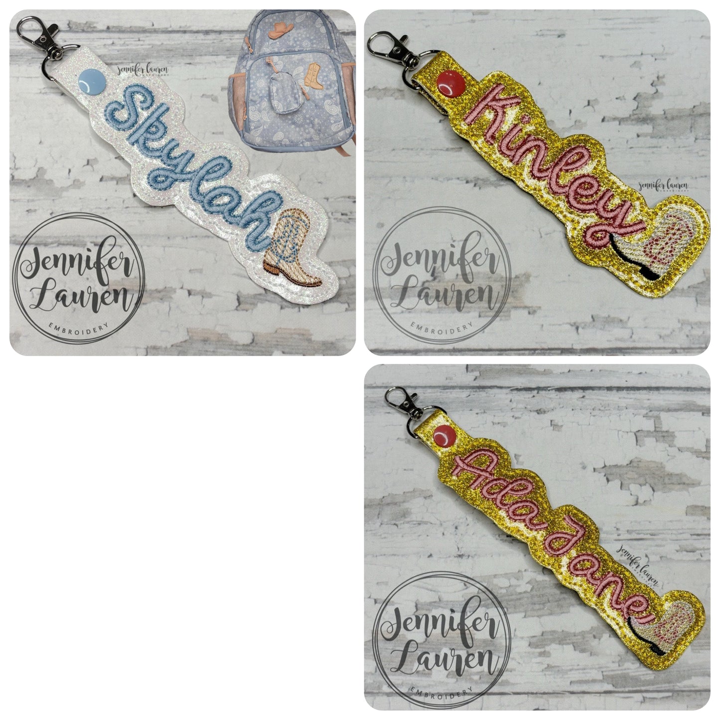 Outlined name tag + mini boot - custom