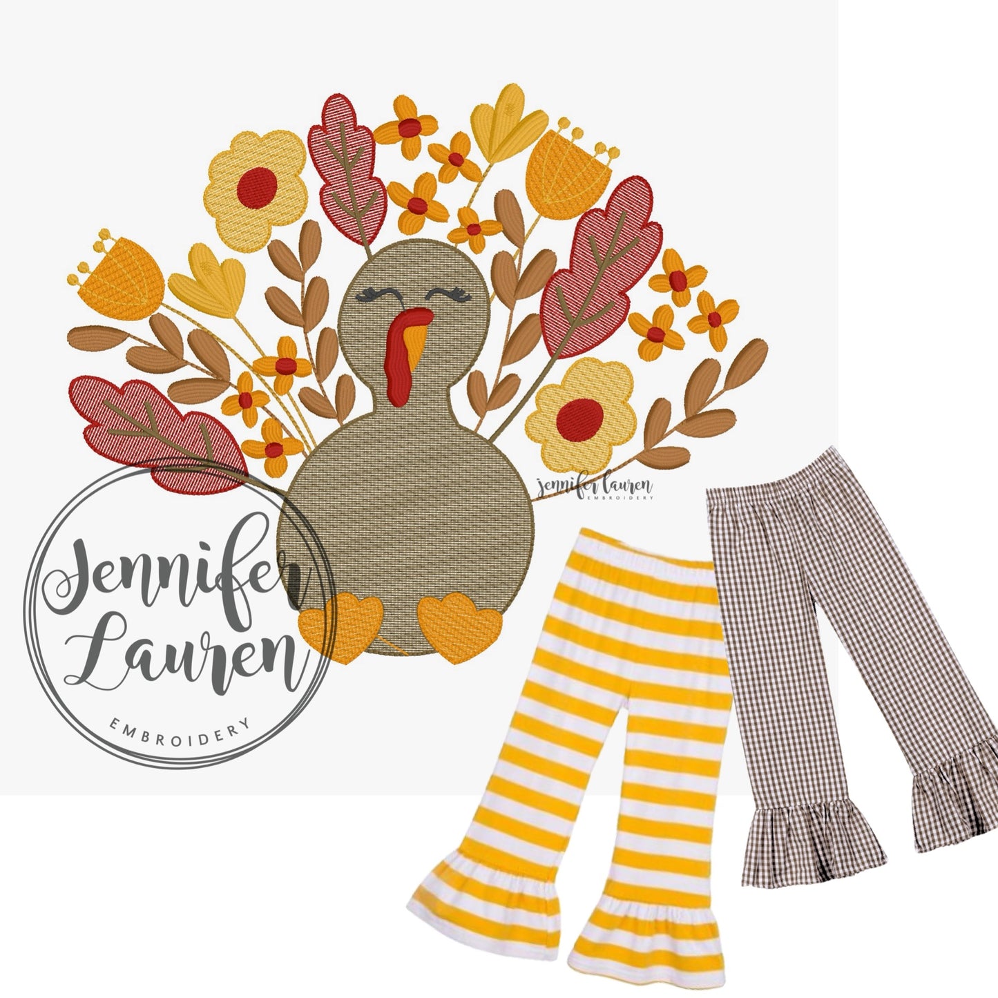 Floral sketch turkey shirt and pants