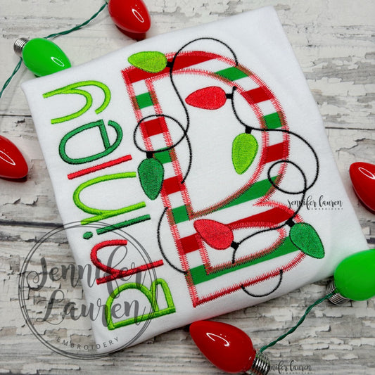 Christmas lights font shirt and pants