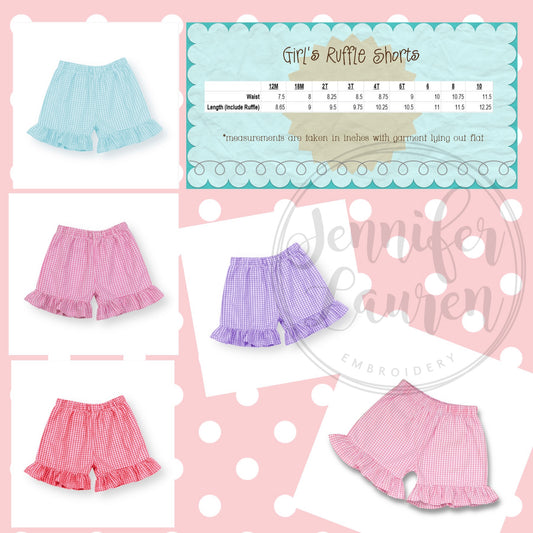 Girls gingham ruffle shorties