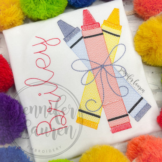 Crayon trio bow shirt