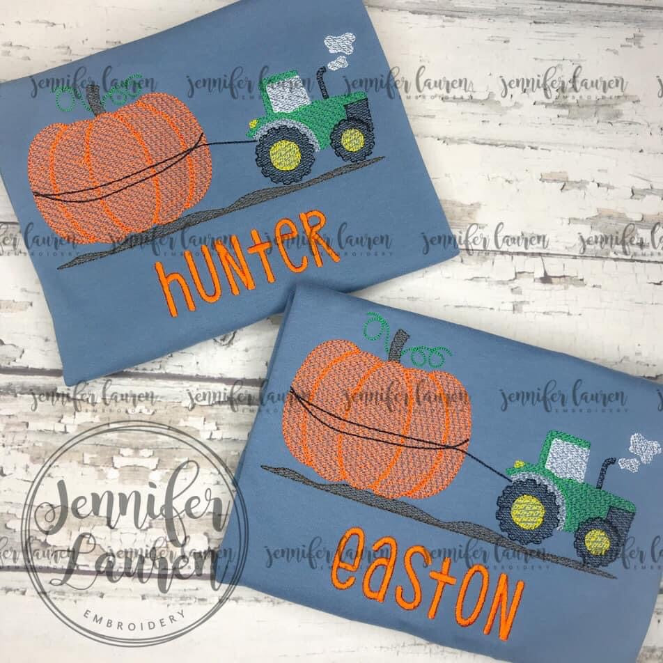 Tractor pumpkin sketch shirt